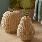 Pear Shaped Woven Storage Basket with Lid, Decorative Fruit Basket for Toys, Laundry & Home Organization-cc-091811