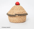 Woven Storage Basket with Lid – Decorative Small Organizer for Bedroom, Nursery & Home-091612-cc