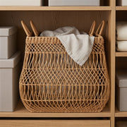 Large Woven Storage Basket with Handles, Decorative Laundry Hamper for Blankets, Toys & Bedroom Organization-cc-091813