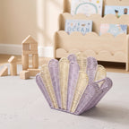 Shell Shaped Woven Handbag – Purple & Cream Summer Beach Tote Bag-cc-091718