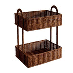 2-Tier Woven Storage Organizer with Handles – Countertop Basket Shelf for Kitchen, Pantry, Bathroom & Vanity-cc-091714