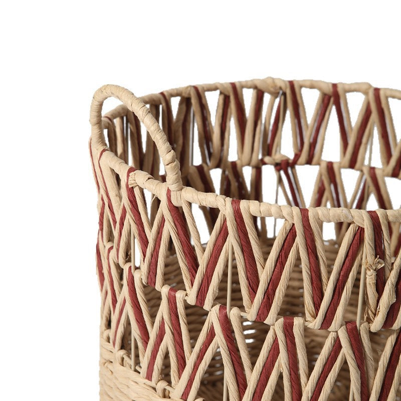 Large Woven Laundry Basket with Handles – Round Decorative Storage Hamper-cc-091720