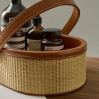 Woven Bathroom Storage Basket with Handle – Portable Toiletry & Vanity Organizer for Skincare, Cosmetics & Home-091619-cc