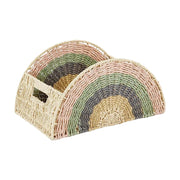 Rainbow Woven Storage Basket for Kids – Toy, Book, Stuffed Animal & Blanket Organizer with Handles for Nursery and Playroom-cc-091712
