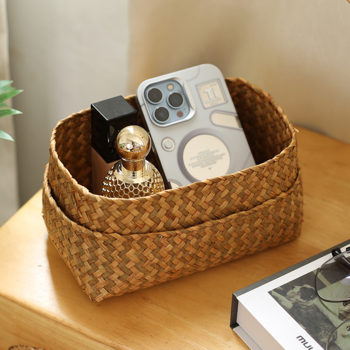Woven Tissue Box Cover – Decorative Tissue Holder for Bathroom, Bedroom & Living Room-091604-cc