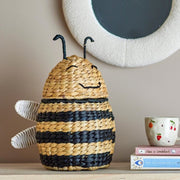 Handwoven Wicker Bee Storage Basket with Lid,Natural Decorative Basket for Nursery, Kids Room and Home Decor-cc-091808