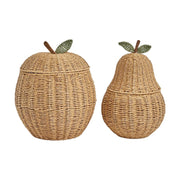 Pear Shaped Woven Storage Basket with Lid, Decorative Fruit Basket for Toys, Laundry & Home Organization-cc-091811