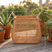Large Woven Storage Basket with Handles, Decorative Laundry Hamper for Blankets, Toys & Bedroom Organization-cc-091813