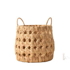 Natural Water Hyacinth Woven Storage Basket with Handles – Round Decorative Organizer for Living Room, Bedroom & Nursery-cc-091804