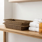 Woven Bathtub Tray with Handles – Spa Bath Caddy & Multipurpose Countertop Organizer-cc-091717