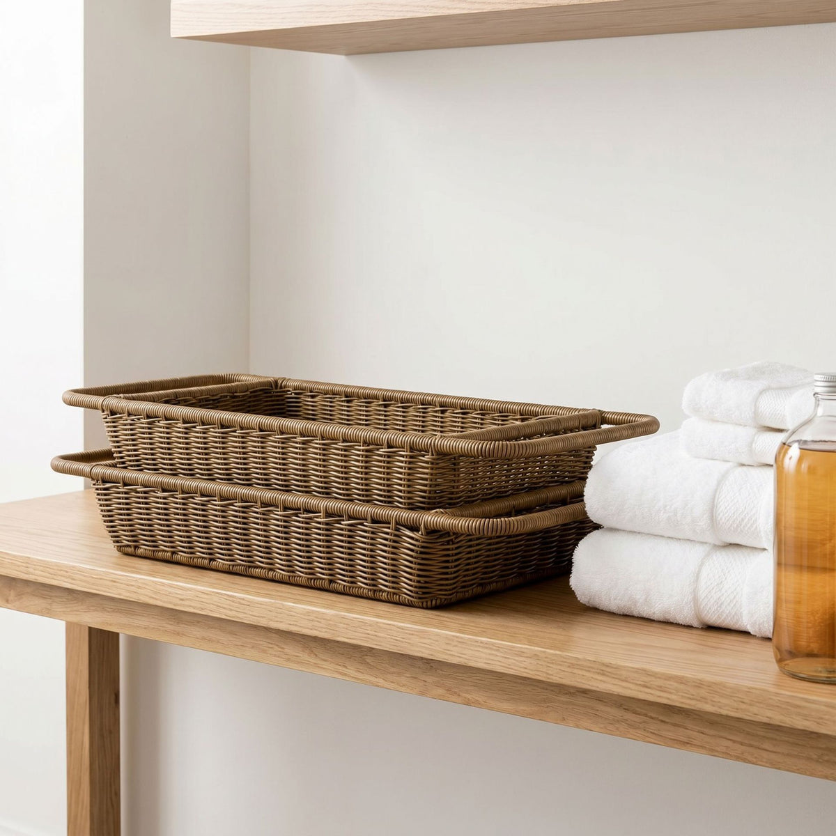 Woven Bathtub Tray with Handles – Spa Bath Caddy & Multipurpose Countertop Organizer-cc-091717