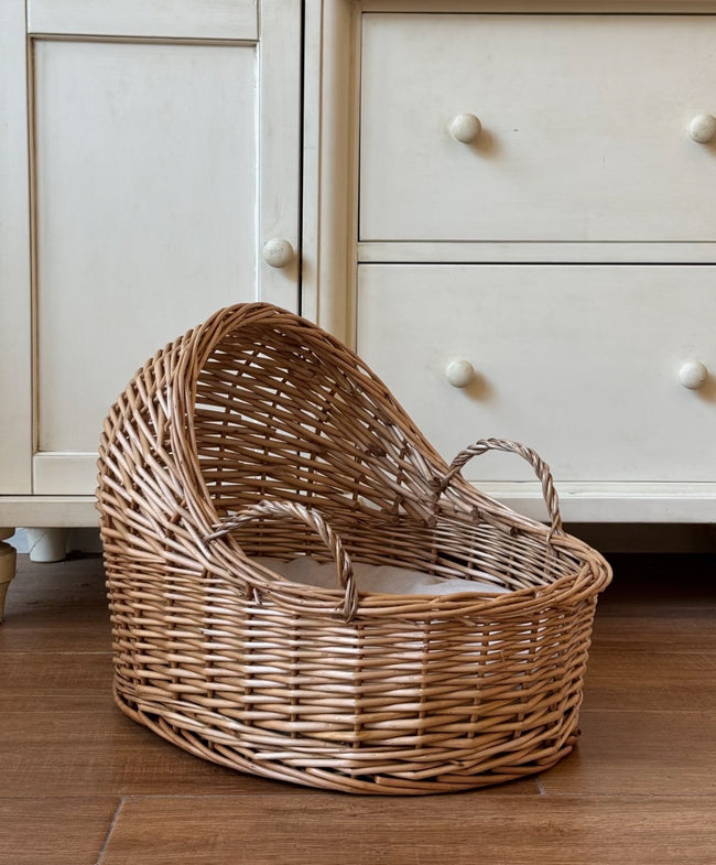 Willow Baby Bassinet Cradle Basket, Natural Light Brown Woven Oval Crib with Arch Canopy and Handle for Newborn Sleep -cc-091701 Main Image