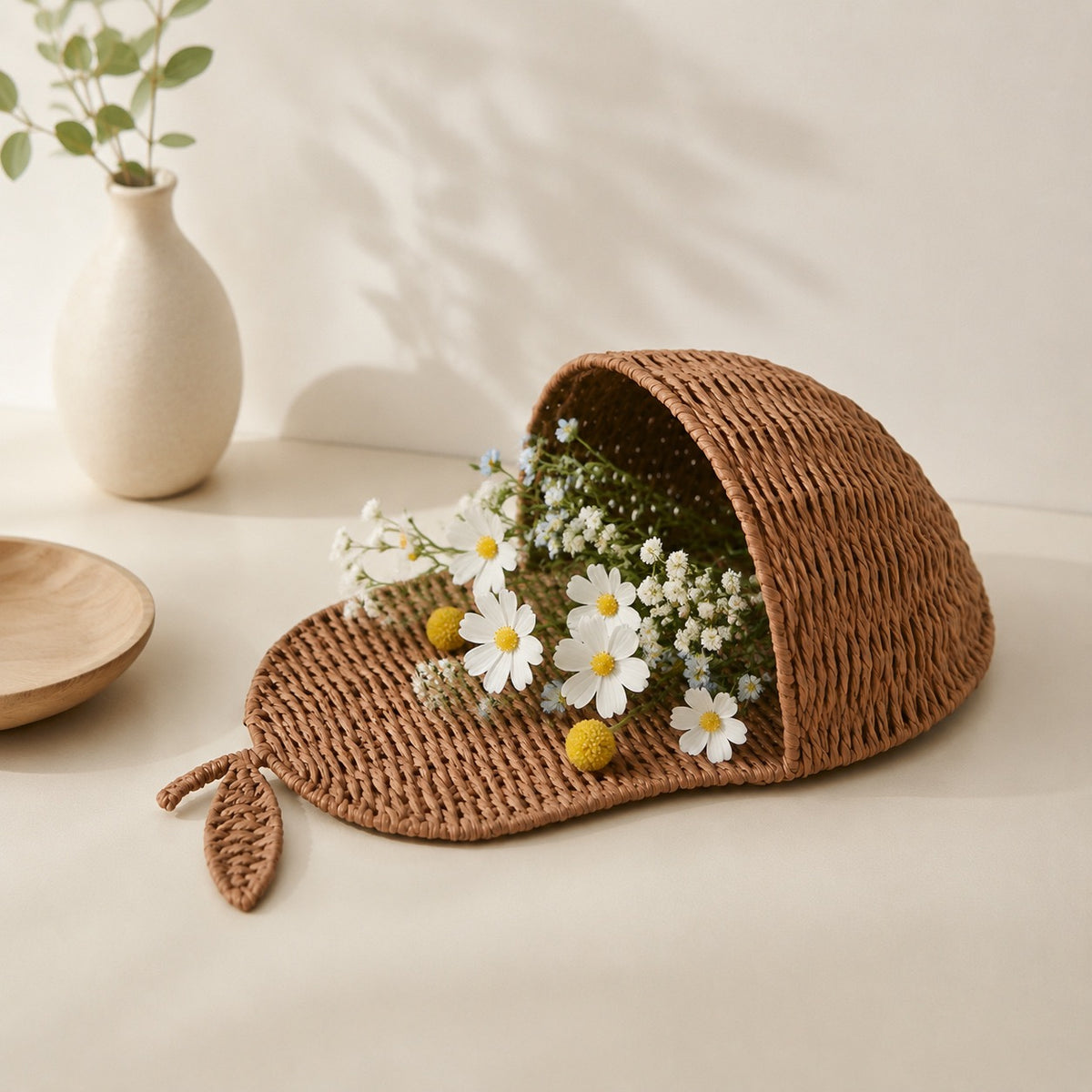 Woven Wall Storage Basket – Decorative Hanging Organizer for Bathroom, Bedroom & Entryway-cc-091703