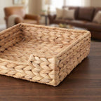 Woven Napkin Holder Basket – Square Tabletop Tissue & Paper Napkin Organizer with Metal Frame for Kitchen & Dining Table-cc-092005