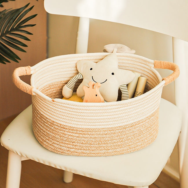 Woven Rope Storage Basket with Handles – Large Pantry, Bathroom & Home Organizer-091606-cc Hover Image