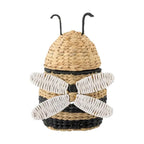 Handwoven Wicker Bee Storage Basket with Lid,Natural Decorative Basket for Nursery, Kids Room and Home Decor-cc-091808