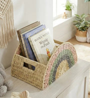 Rainbow Woven Storage Basket for Kids – Toy, Book, Stuffed Animal & Blanket Organizer with Handles for Nursery and Playroom-cc-091712
