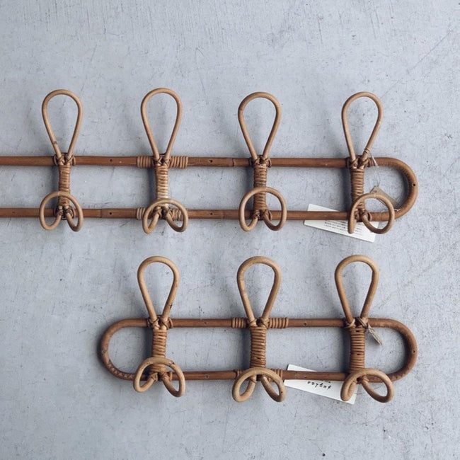 Woven Wall Hook Rack – Decorative Entryway Coat Hanger for Hats, Bags, Towels & Clothes-091620-cc Hover Image