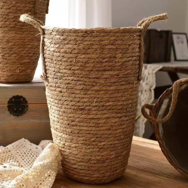 Woven Floor Basket with Handles – Decorative Storage & Flower Basket for Home Decor-091605-cc