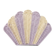 Shell Shaped Woven Handbag – Purple & Cream Summer Beach Tote Bag-cc-091718