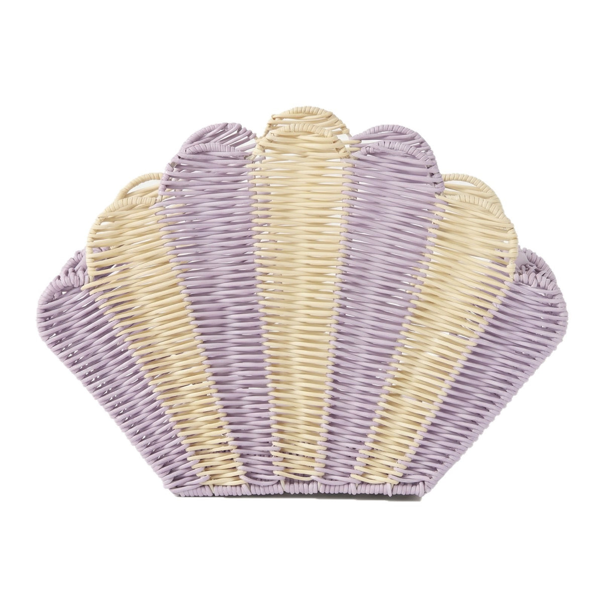 Shell Shaped Woven Handbag – Purple & Cream Summer Beach Tote Bag-cc-091718