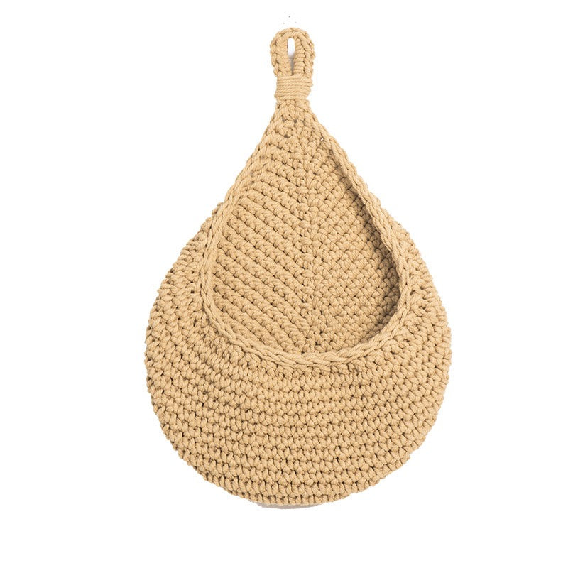 Handwoven Hanging Wall Basket – Boho Woven Planter & Decorative Storage Basket for Flowers, Plants and Home Decor-cc-091806