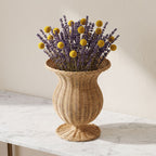 Natural Rattan Woven Vase for Dried Flowers, Decorative Wicker Flower Vase with Pedestal Base, Boho Farmhouse Home Decor-cc-091809
