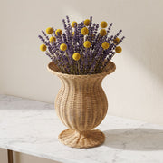 Natural Rattan Woven Vase for Dried Flowers, Decorative Wicker Flower Vase with Pedestal Base, Boho Farmhouse Home Decor-cc-091809