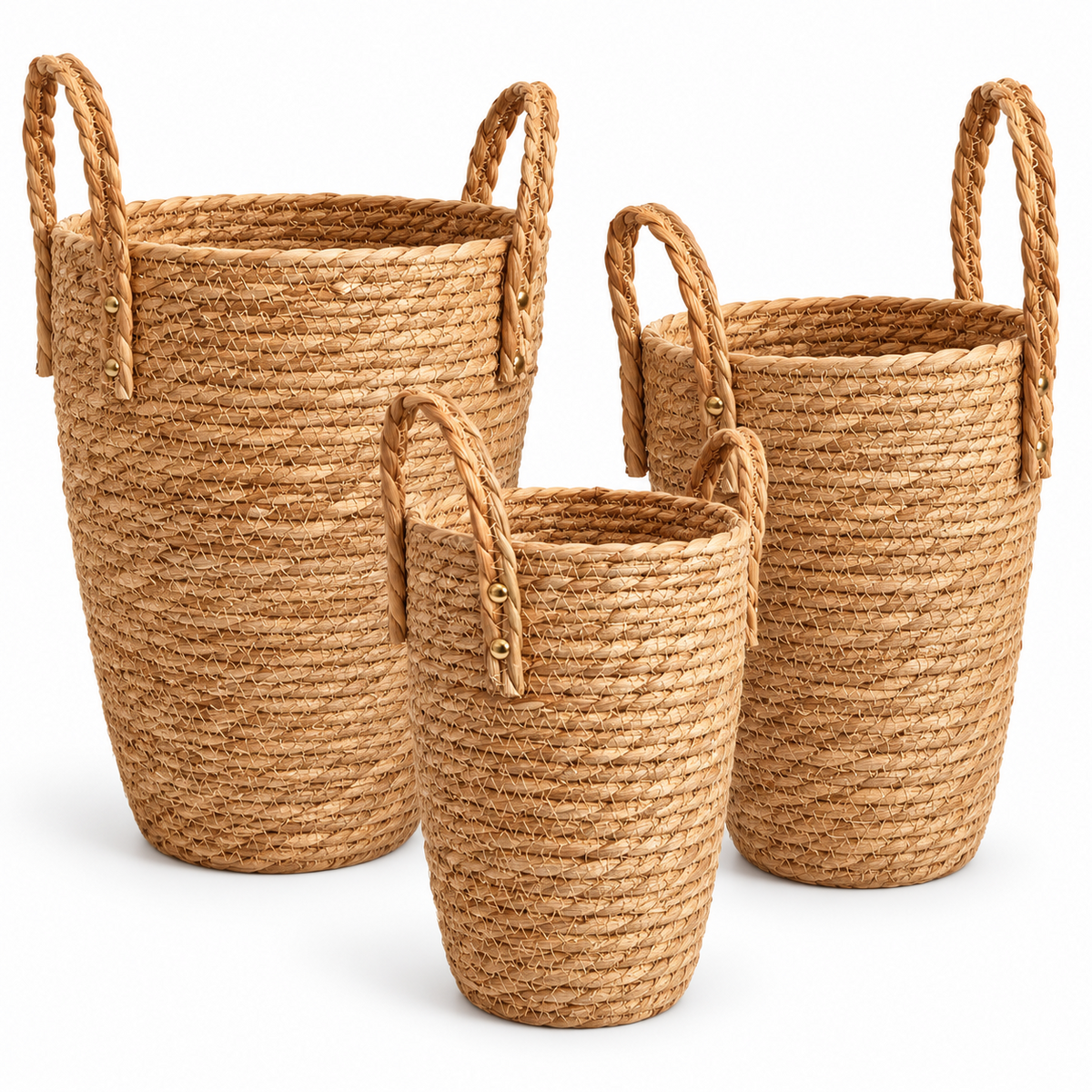 Woven Floor Basket with Handles – Decorative Storage & Flower Basket for Home Decor-091605-cc