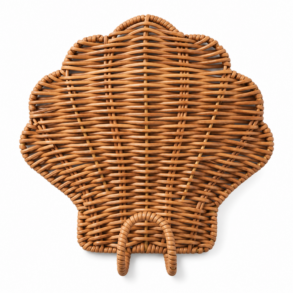 Seashell Shaped Wicker Wall Hook, Handwoven Rattan Coastal Decor Hanger for Hats, Towels & Bags, Beach Style Entryway Decoration -ZENG-091715
