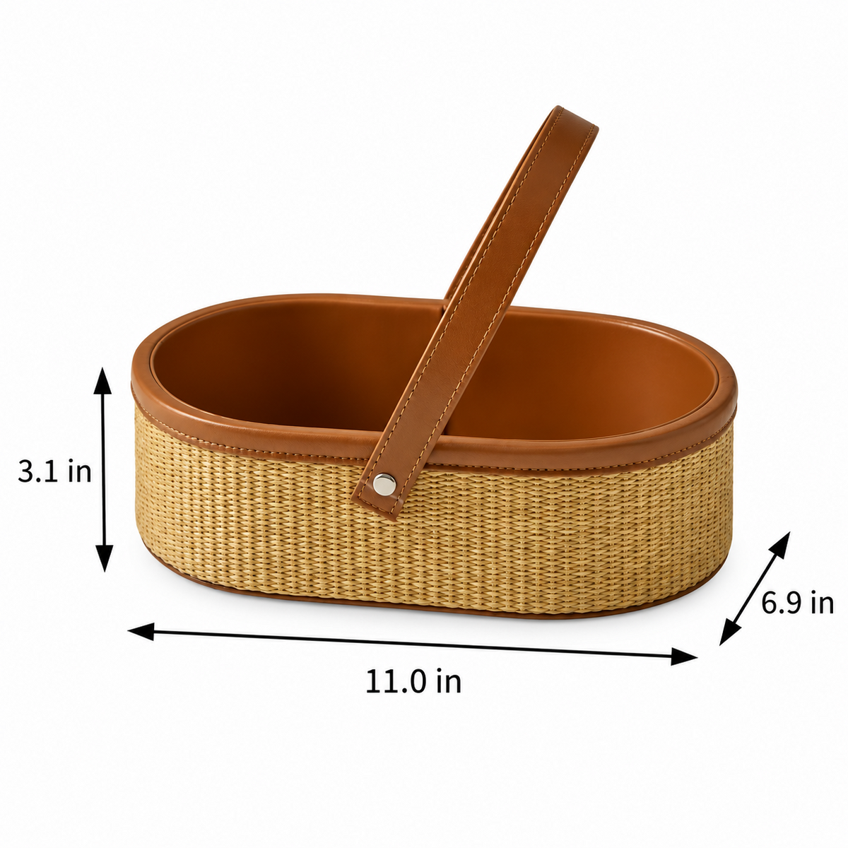 Woven Bathroom Storage Basket with Handle – Portable Toiletry & Vanity Organizer for Skincare, Cosmetics & Home-091619-cc