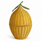 Handwoven Rattan Egg Shaped Storage Basket with Lid-Cute Fruit Shape Organizer for Nursery, Kitchen and Living Room-cc-091807