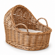 Willow Baby Bassinet Cradle Basket, Natural Light Brown Woven Oval Crib with Arch Canopy and Handle for Newborn Sleep -cc-091701