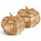 Wicker Pumpkin Shaped Storage Basket with Lid - Handwoven Rattan Fall Decor for Candy, Snacks & Gifts -ZENG-091801