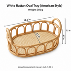 Oval Woven Rattan Serving Tray with Handles – Decorative Coffee Table & Home Organizer Basket-091615-cc