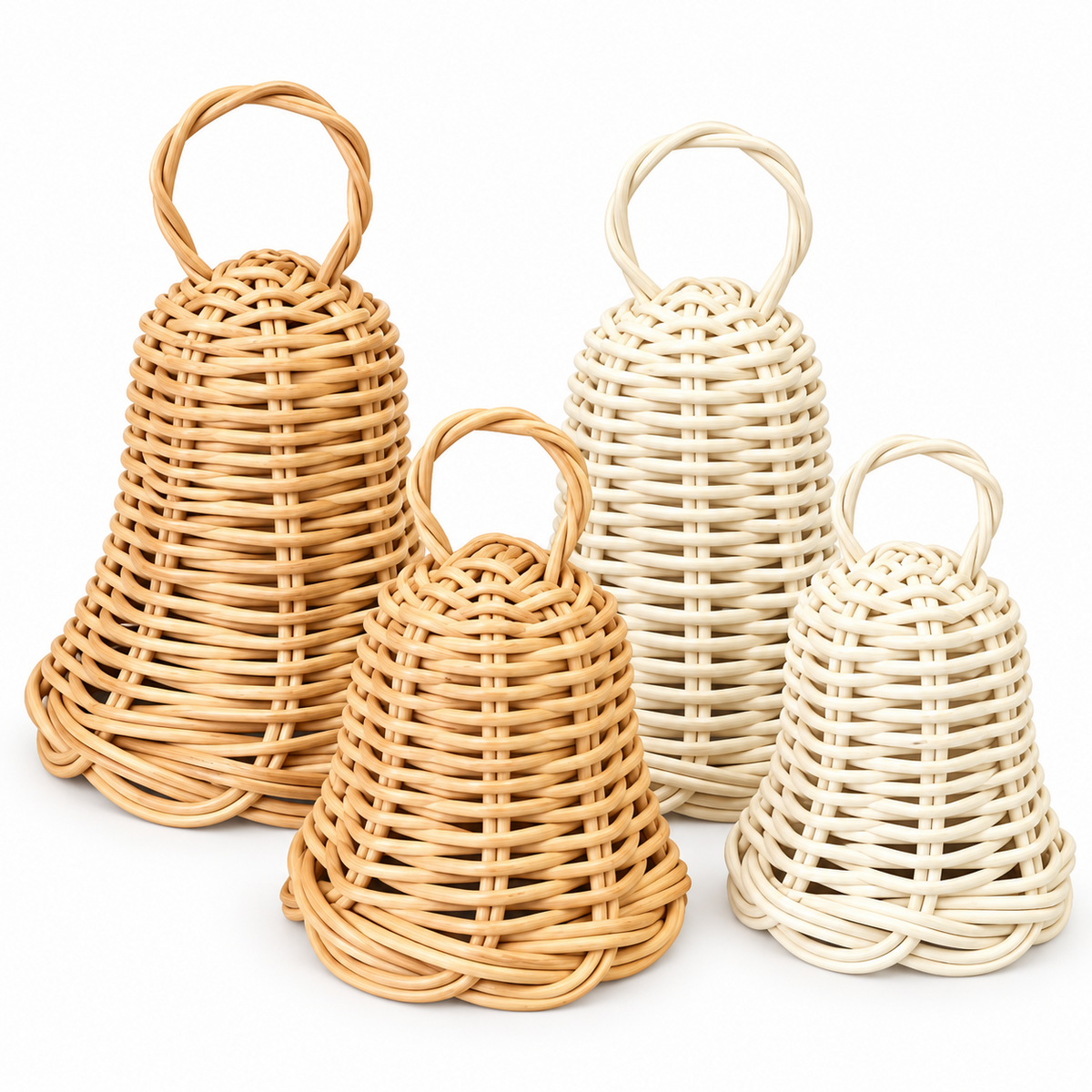 Natural Rattan Christmas Bell Ornament – Handwoven Hanging Holiday Decoration for Tree, Door & Home Decor-cc-091708