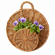Handwoven Natural Rattan Hanging Plant Basket with Sturdy Hanging Ring, Bohemian Wicker Flower Pot Holder for Indoor Outdoor Garden Balcony Decor, Round Rattan Planter Basket for Potted Plants -ZENG-091719