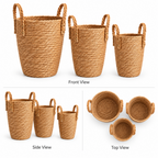 Woven Floor Basket with Handles – Decorative Storage & Flower Basket for Home Decor-091605-cc