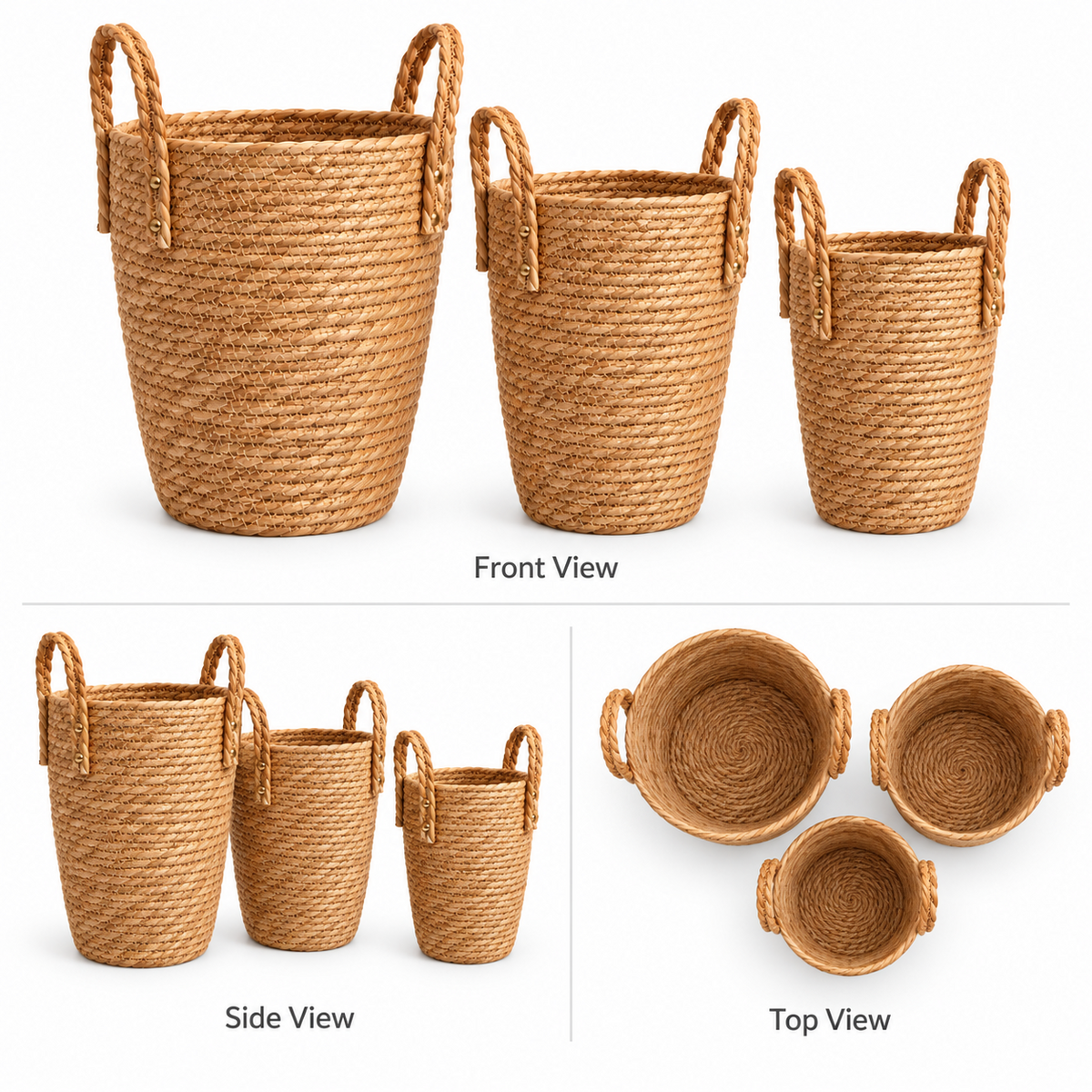Woven Floor Basket with Handles – Decorative Storage & Flower Basket for Home Decor-091605-cc