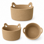 Handwoven Cat-Ear Shaped Storage Basket - Natural Straw Woven Toy Basket with Side Holes for Kids' Toys, Laundry and Home Organization -ZENG-091804