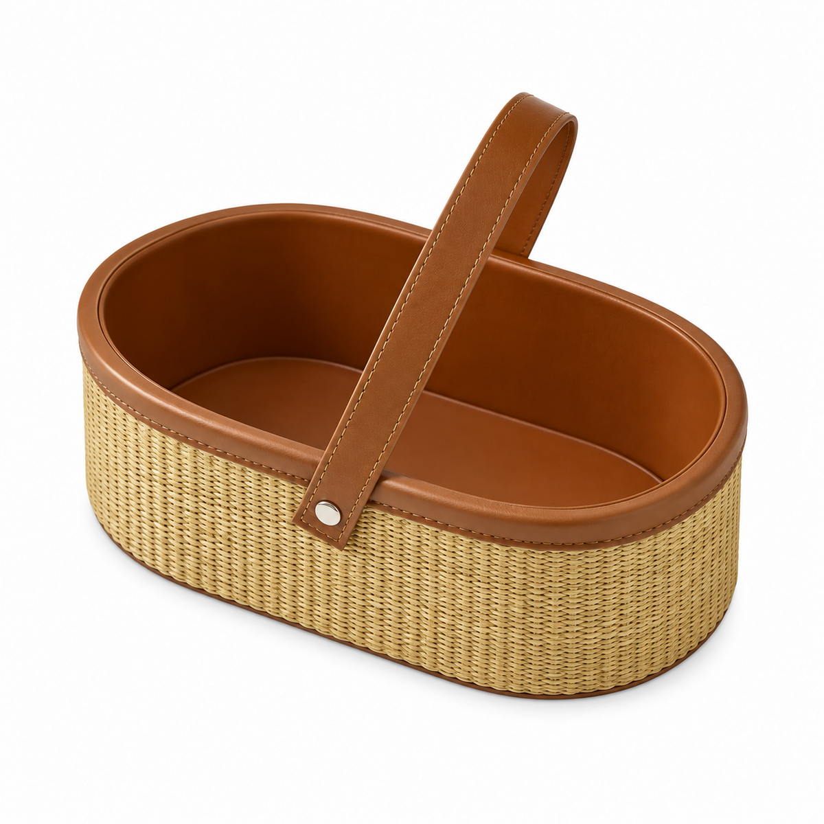 Woven Bathroom Storage Basket with Handle – Portable Toiletry & Vanity Organizer for Skincare, Cosmetics & Home-091619-cc