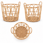 Woven Rattan Storage Basket with Handles – Large Laundry, Blanket & Toy Organizer-091601-cc