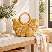Handwoven Water Hyacinth Tote Bag for Women – Pink Natural Woven Handbag with Round Handles for Beach, Travel & Summer Outfits-cc-091710