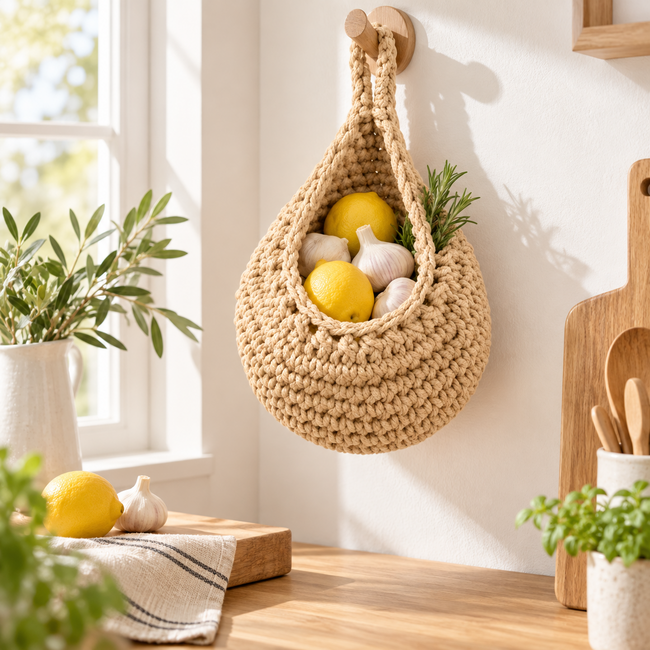 Handwoven Hanging Wall Basket – Boho Woven Planter & Decorative Storage Basket for Flowers, Plants and Home Decor-cc-091806 Hover Image