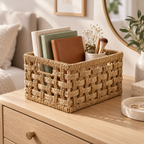 Rectangular Woven Storage Basket – Decorative Organizer Bin for Towels, Books, Shelves & Home Storage-cc-092003