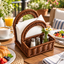 Handwoven Rattan Storage Basket with Double Loop Handles, Natural Wicker Serving Caddy for Dining Table, Farmhouse Kitchen Organizer for Napkins Condiments Glass Bottles and Flowers, Rustic Decorative Centerpiece -ZENG-091721