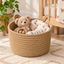 Handwoven Cat-Ear Shaped Storage Basket - Natural Straw Woven Toy Basket with Side Holes for Kids' Toys, Laundry and Home Organization -ZENG-091804