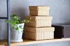 Square Woven Storage Basket with Lid for Home Organization Thai Water