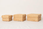 Square Woven Storage Basket with Lid for Home Organization Thai Water