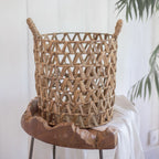 Round Decorative Basket (3 sizes) Large Laundry Hamper Brown Woven